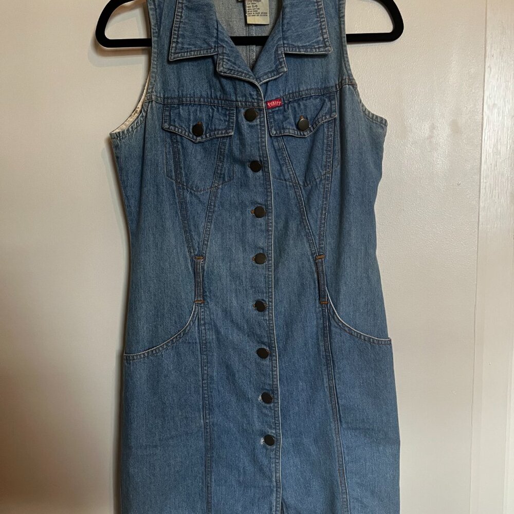 Tickets vintage button-down denim mini dress.